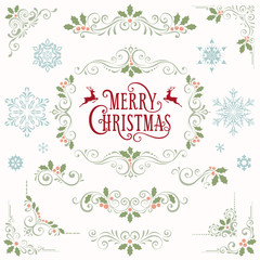 Wall Mural - merry christmas ornate set