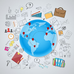 Poster - Globe Earth Social Network International Communication