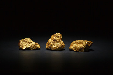 Closeup of big gold nuggets