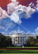 Digital Composite: The White House With American Eagle