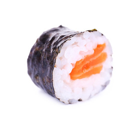 Wall Mural - One piece of tasty maki rolls isolated in white