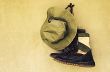 Vintage,military Caps And Military Boots