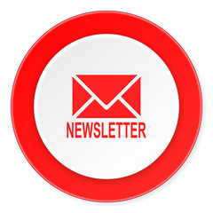 Poster - newsletter red circle 3d modern design flat icon on white background