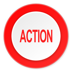 Poster - action red circle 3d modern design flat icon on white background