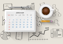 Planning Calendar In The Computer Tablet
