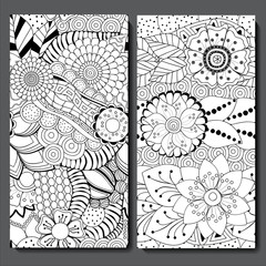 set of two seamless floral doodle pattern. stoc vector illustrat