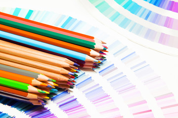 Wall Mural - colored pencils and color chart of all colors