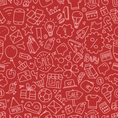 Poster - Different web interface doodle silhouettes seamless pattern. Car