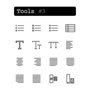 Set line thin icons. Vector. Tools editor