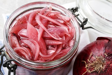 Poster - pickled red onion in jar