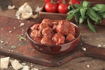 Wall Mural - italian meatballs with spaghetti