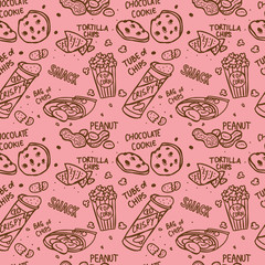 Sticker - snack doodle seamless pattern