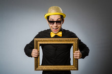 Funny Man With Picture Frame