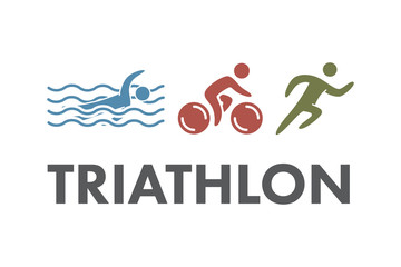 Triathlon logo and icon. Swimming, cycling, running symbols