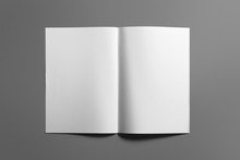 Blank Brochure Magazine Isolated On Grey To Replace Your Design
