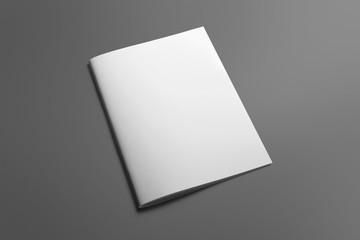 blank brochure magazine isolated on grey to replace your design