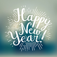 New Year Calligraphy. Vector Label.
