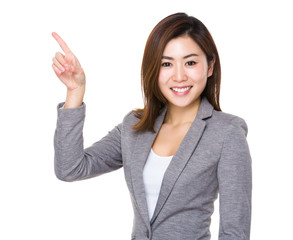 Poster - Young Businesswoman with finger point up