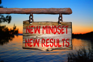 Wall Mural - New mindset new results motivational phrase sign