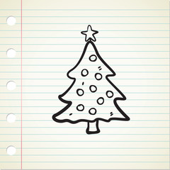 Wall Mural - Christmas tree doodle