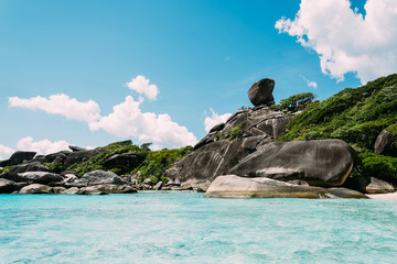 Koh Similan No.8 Island with Sailing Boat Rock landmark in Simil