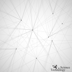 Poster - Graphic grey background . Connected lines with dots. Vector illustration