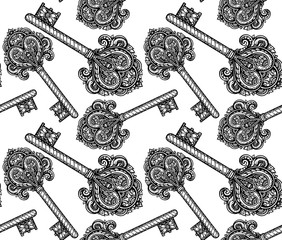 Seamless vector pattern with hand drawn keys