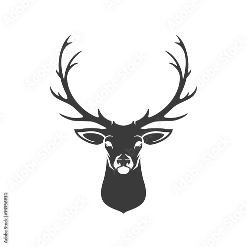 Fotografie, Obraz Deer Head Silhouette Isolated On White Background Vector object