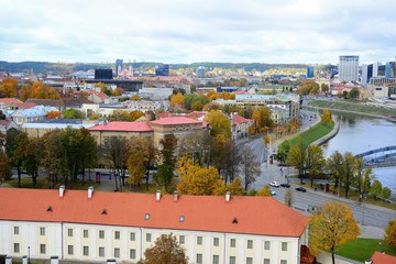 Wall Mural - Vilnius town aerial view from Gediminas castle tower