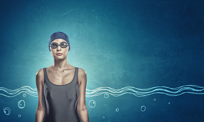 Wall Mural - Female swimmer. Concept image