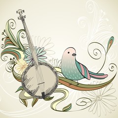 Wall Mural - Musical background. Banjo 