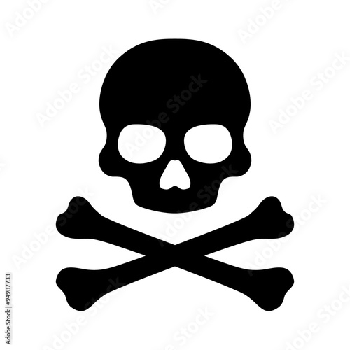 Fotografía Crossbones and skull death flat vector icon for apps and games