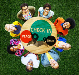 Poster - Check in Direction Navigation Share Application Concept