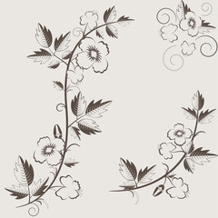 Poster - Vector retro floral background with flowers