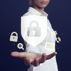button locked shield security virus business online icon