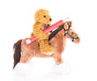 Teddy bear ride a horse and hold pencil