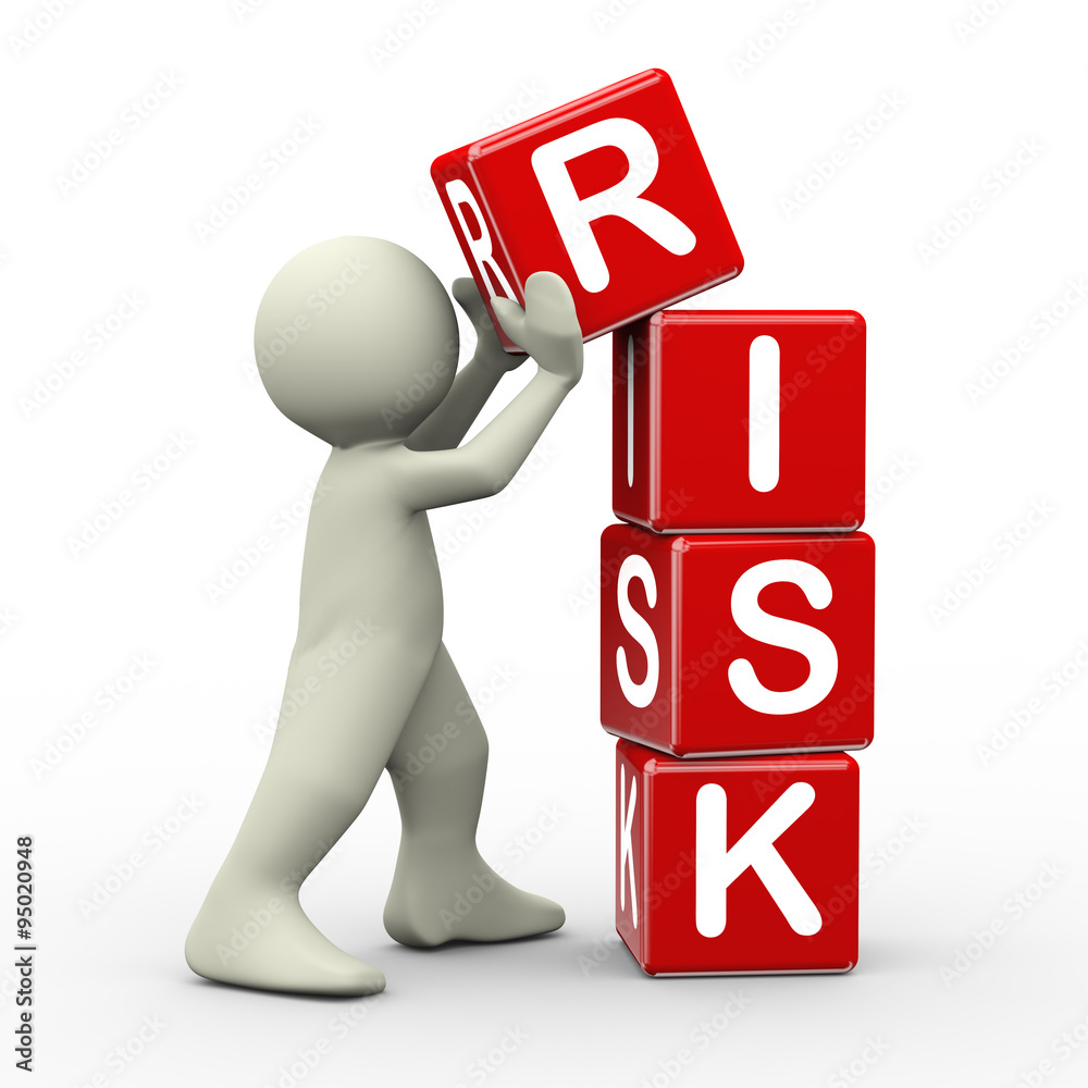 3d man placing risk cubes Stock Illustration | Adobe Stock