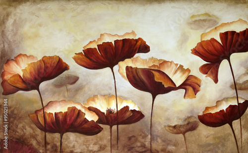 Naklejka dekoracyjna Painting poppies canvas