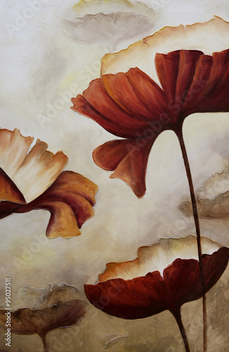 Naklejka - mata magnetyczna na lodówkę Painting vertical poppies