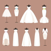 Styles Of Wedding Dresses. Vector Illustration