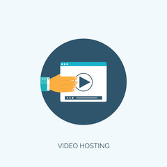 Wall Mural - Vector illustration. Flat video hosting. Online cinema and services
