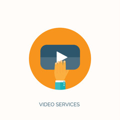 Wall Mural - Vector illustration. Flat video hosting. Online cinema and services