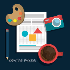 Creative process design with colorful icons