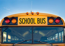 Front View Of A Yellow School Bus