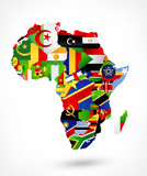 Fototapeta Mapy - Vector map of Africa with flags and location on world map