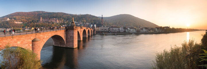 Fototapete - Heidelberg Panorama bei Sonnenuntergang 