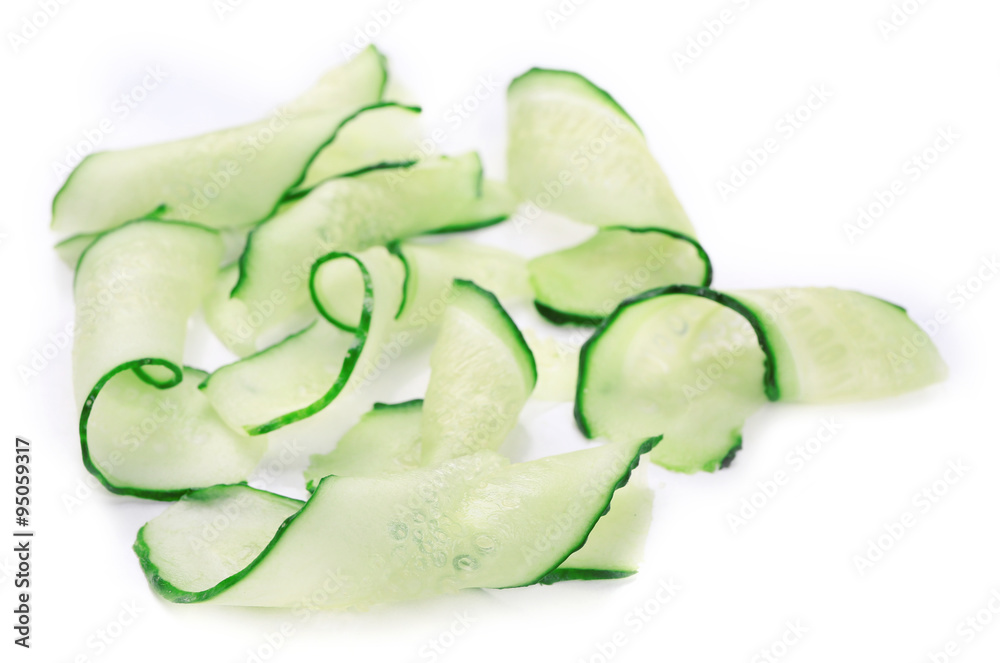 Sliced cucumbers isolated on white