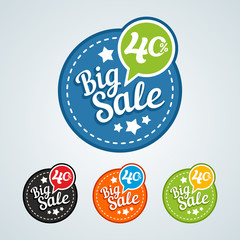 Wall Mural - Big sale of 40 percent of the round label. Vector illustration i