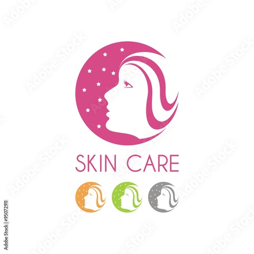 Crescent Moon Face Therapy Logo Design Skin Care Spa Logo Circle