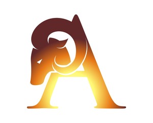 gold letter a sheep aries